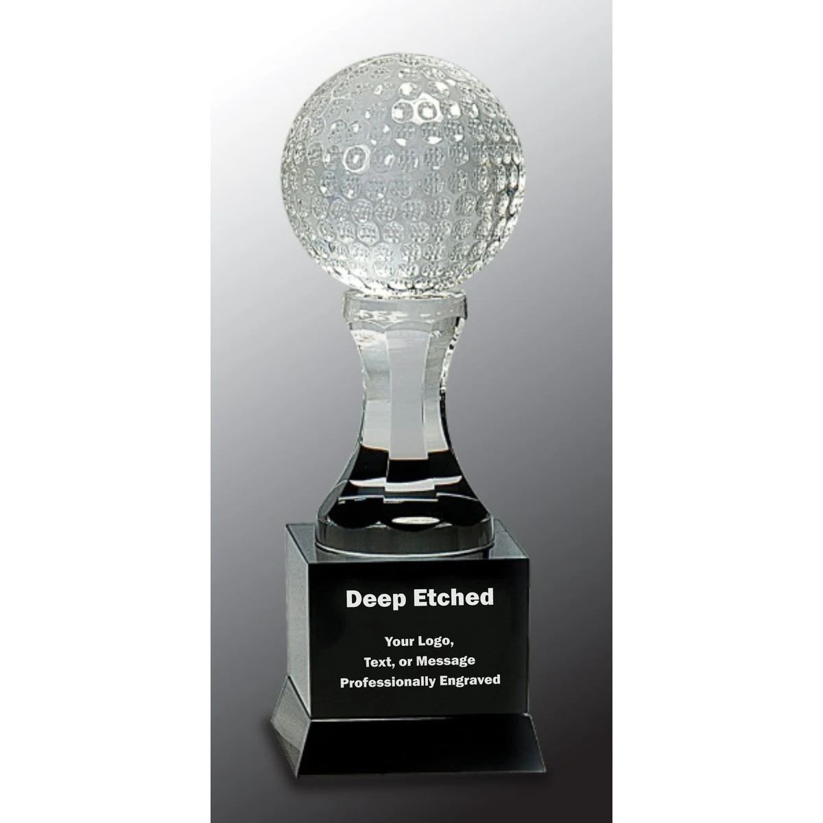 9" Crystal Golf Ball on Black Pedestal Base Crystal Award 1
