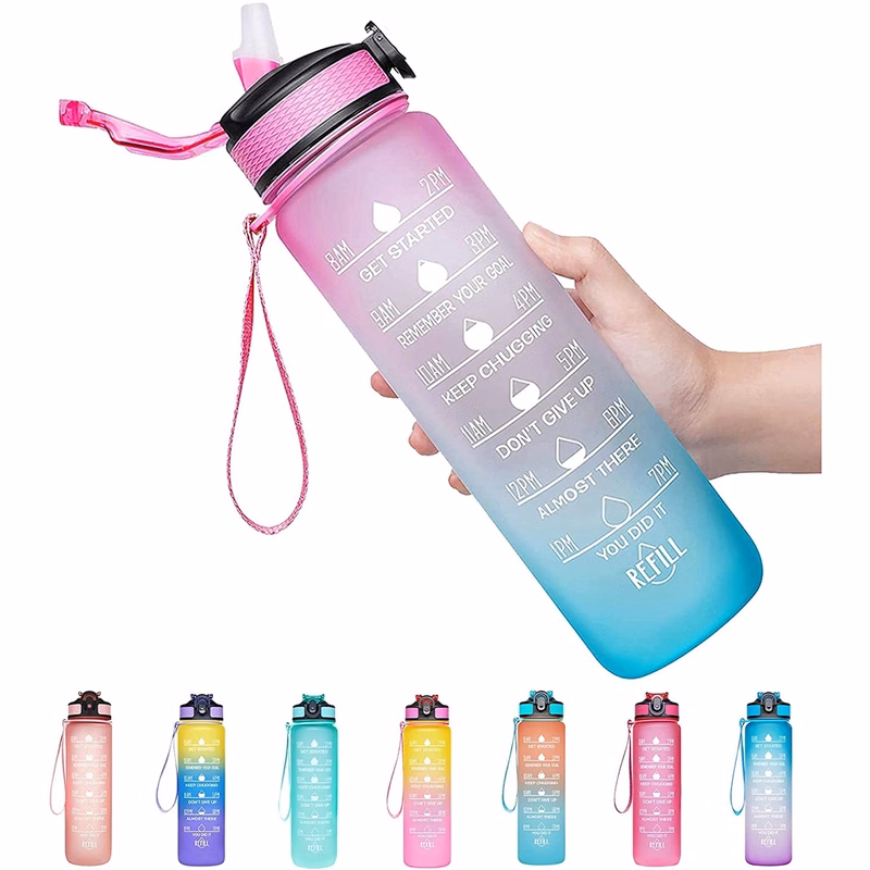 32oz Motivational Water Bottle with Time Marker