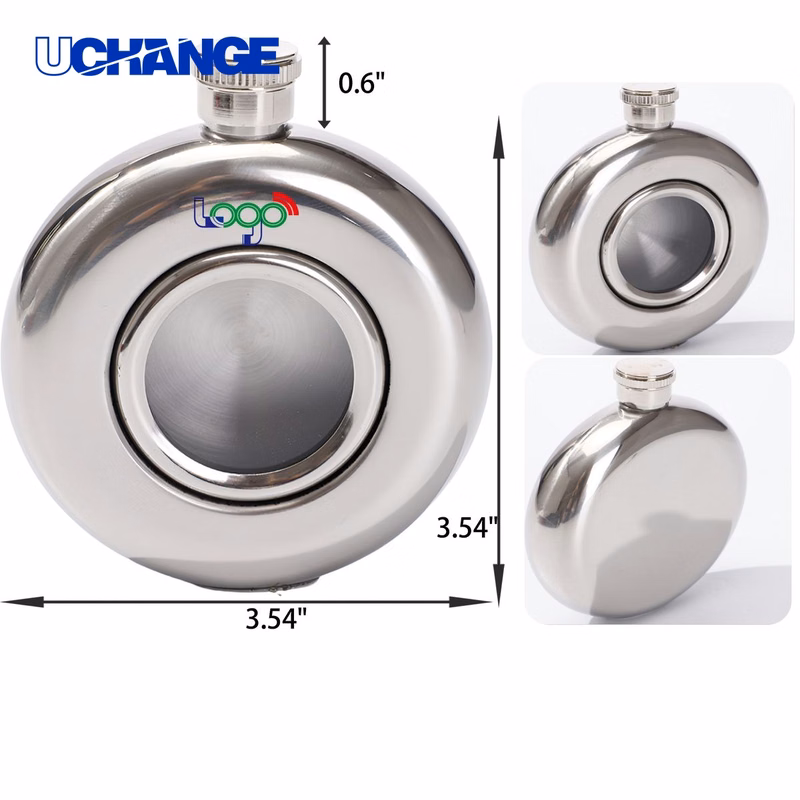 Stylish Round Stainless Steel Hip Flask Container (5 OZ)