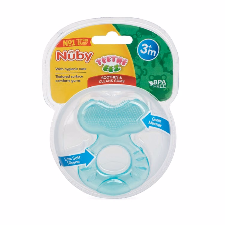 Nuby Silicone Teethe-eez Teethers - 3M+ Aqua Hygienic Case