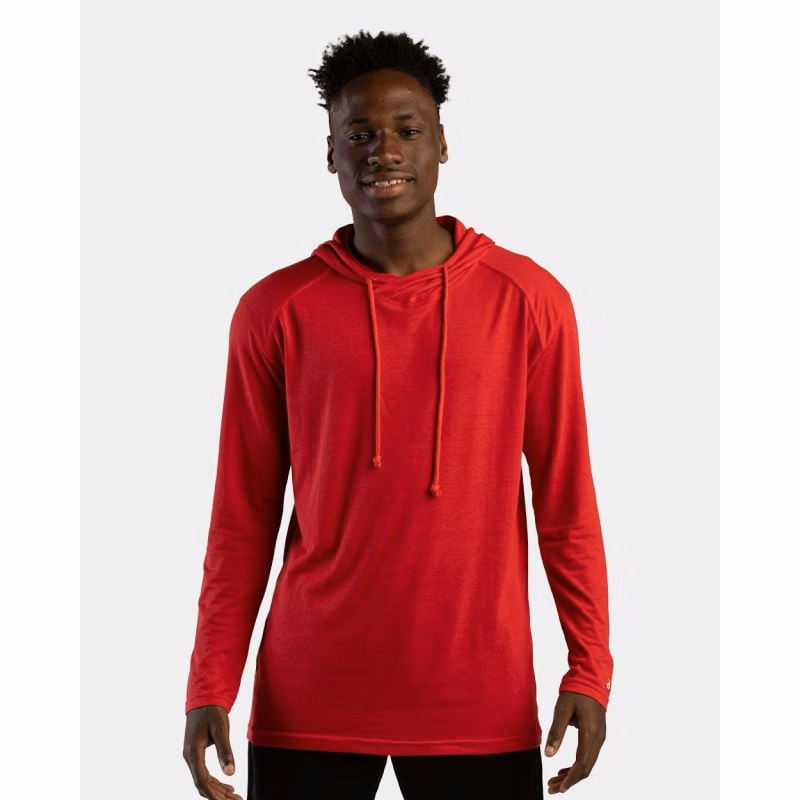Badger Men's Tri-Blend Surplice Hooded Long Sleeve T-Shirt - 4905