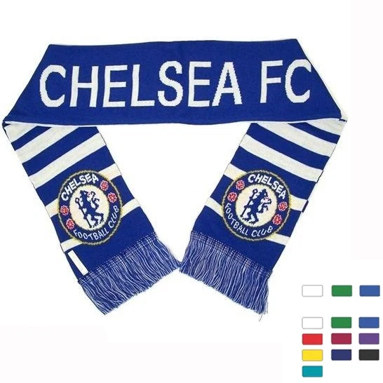 SM00035 -PMS color Match custom Stadium Knit Scarf Soccer Scarves With Fringe 1