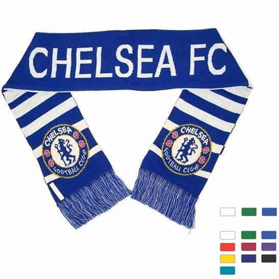 SM00035 -PMS color Match custom Stadium Knit Scarf Soccer Scarves With Fringe
