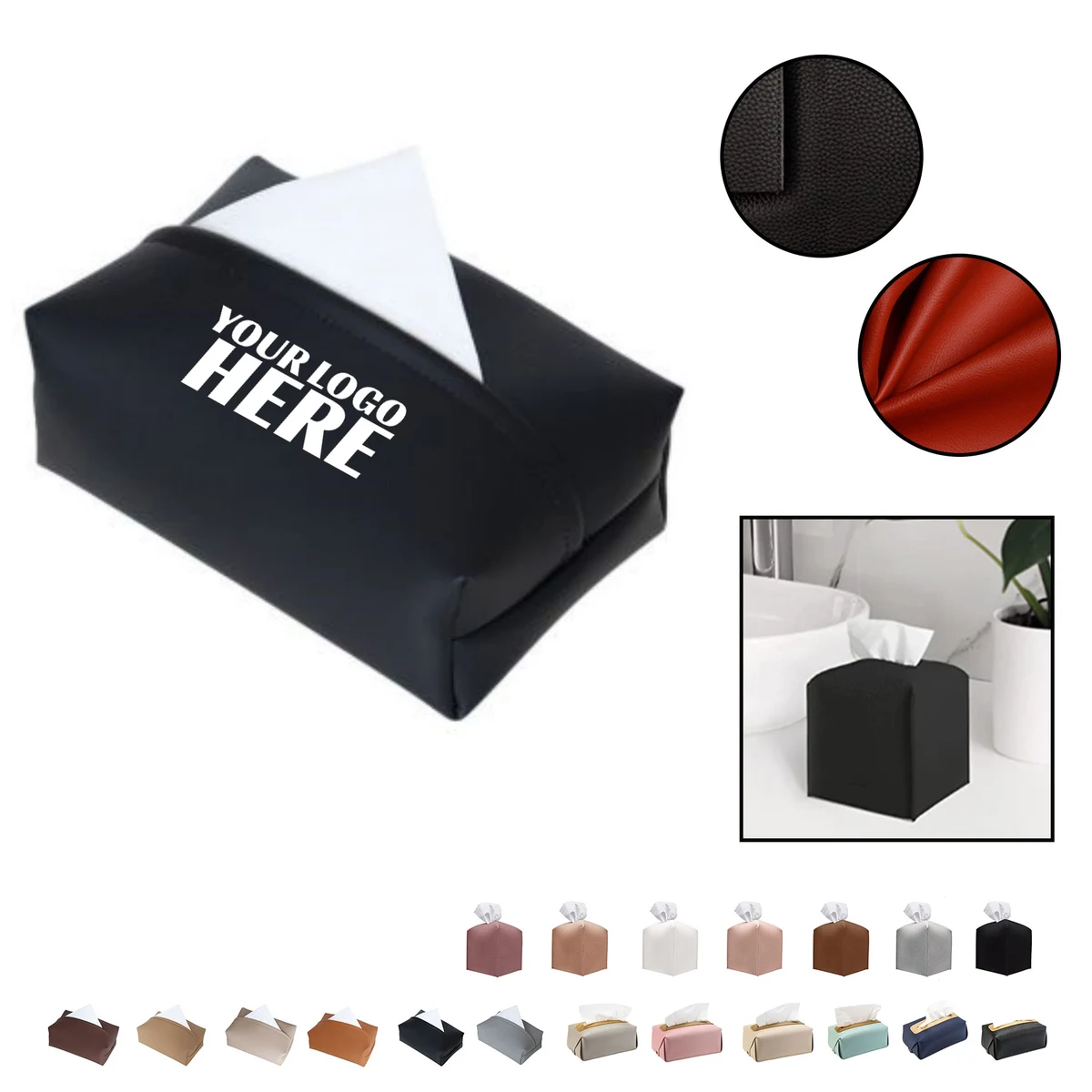Pu Leather Square Tissue Box Holder 1