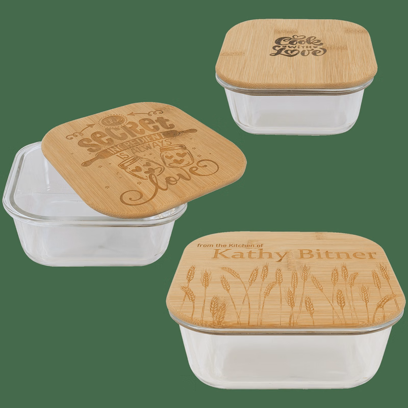 37 oz. Square Glass Container with Bamboo Lid