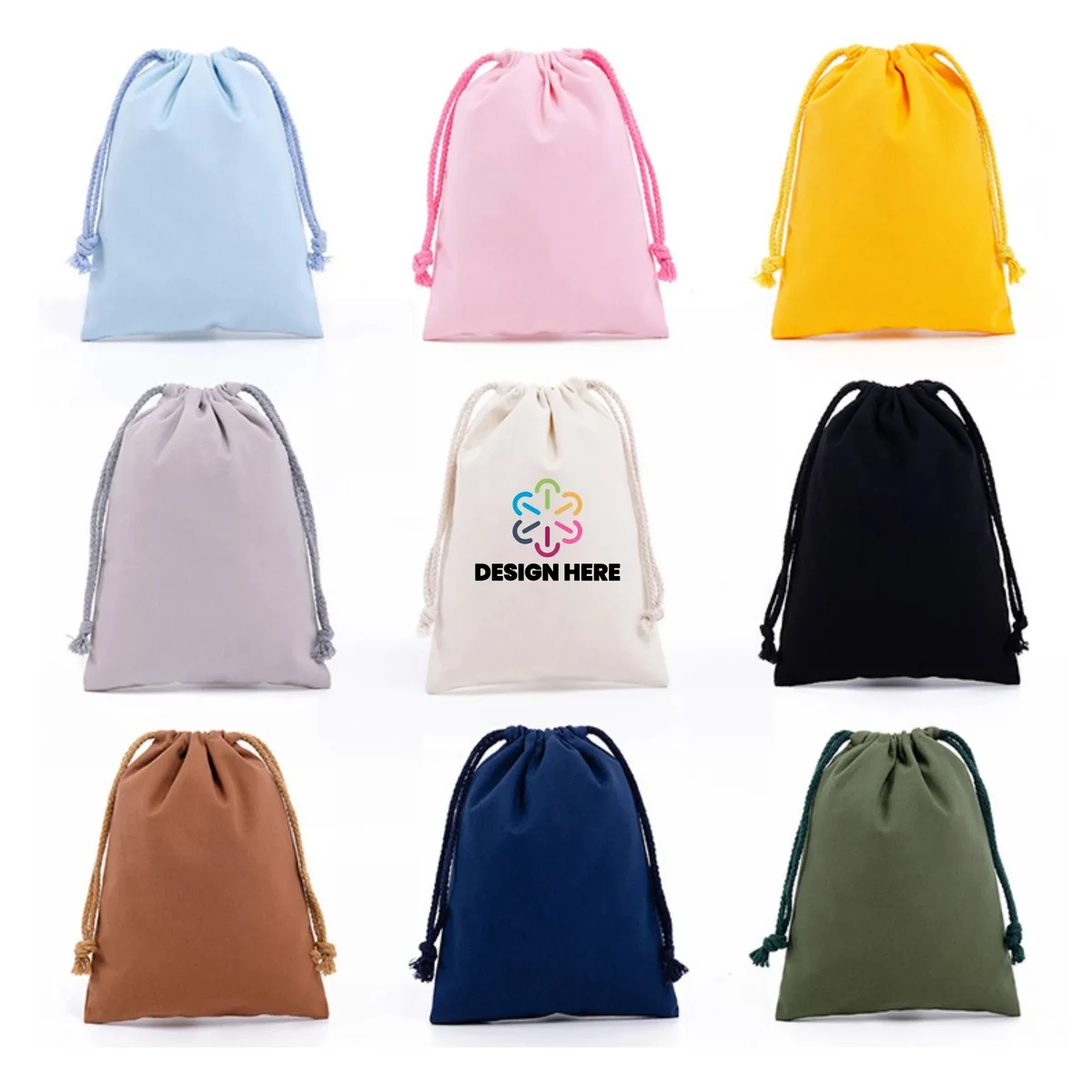 9.8"x7.1" Drawstring Cotton Muslin Gift Bag Full Color 1