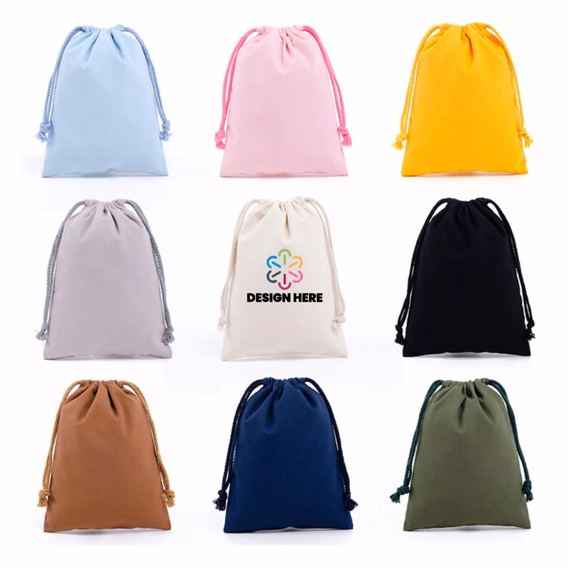 9.8"x7.1" Drawstring Cotton Muslin Gift Bag Full Color