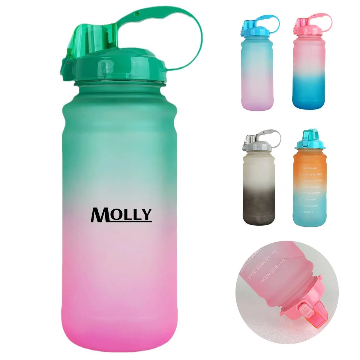 64Oz Motivational Time Marker Water Bottle W/ Straw 1