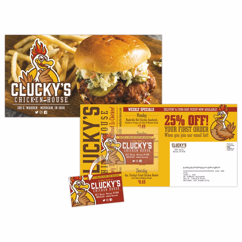 ClearPeel Postcard (10.5x5.5) - Laminated with Business Card Magnet (25 mil.) - 14 pt.