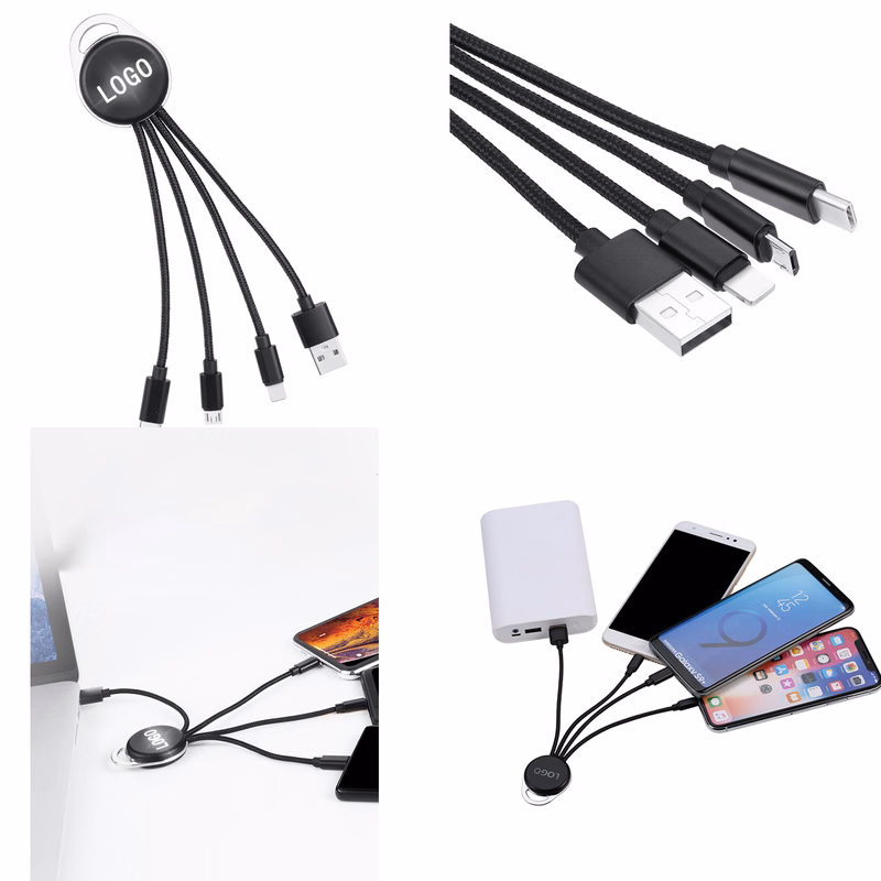 3 in 1 keychain charging cable with LED light