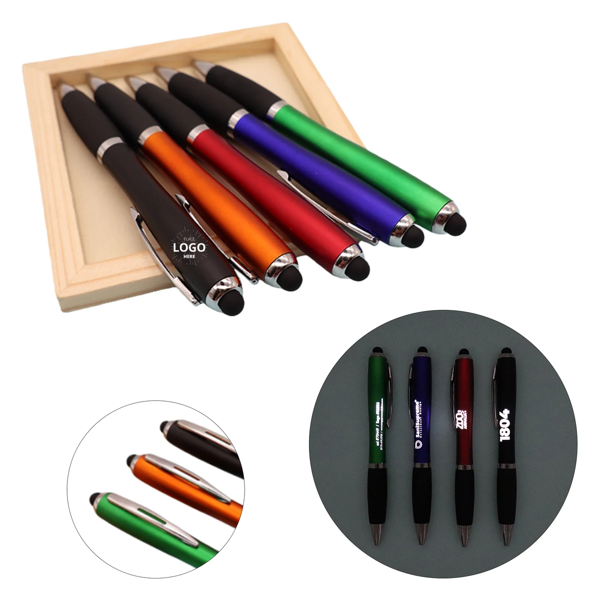 Led Light Up Logo Gourd Shaped Touch Ballpoint Pen 1