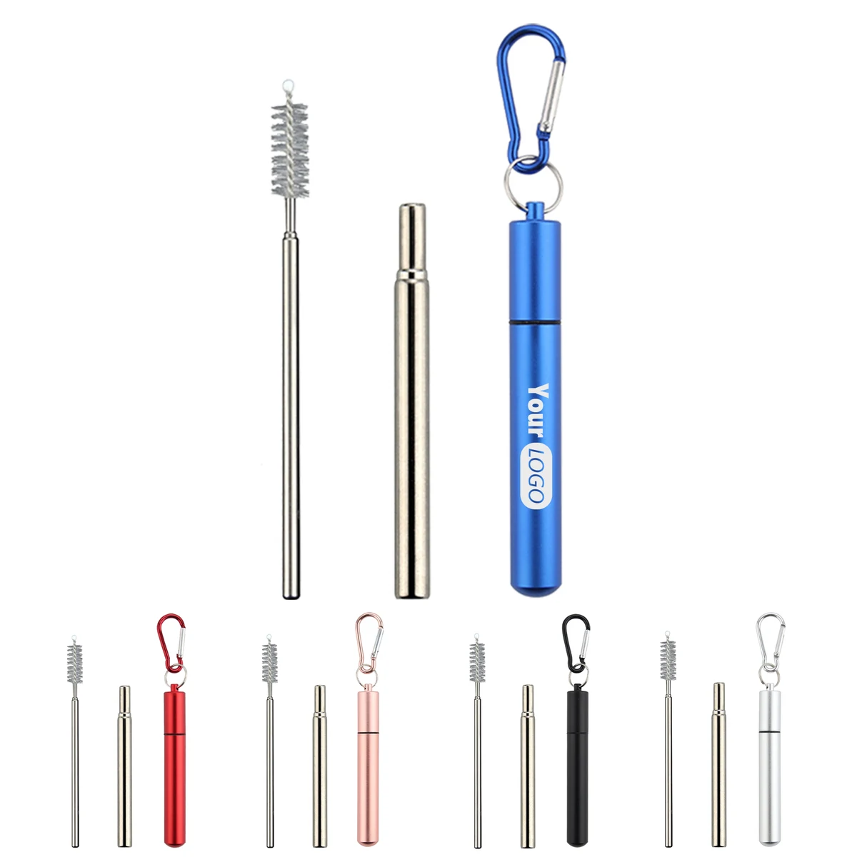 Collapsible Stainless Steel Straw Kit With Case 1