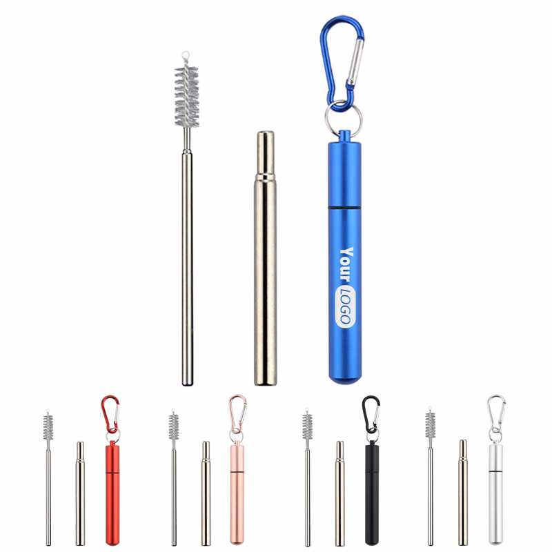 Collapsible Stainless Steel Straw Kit With Case