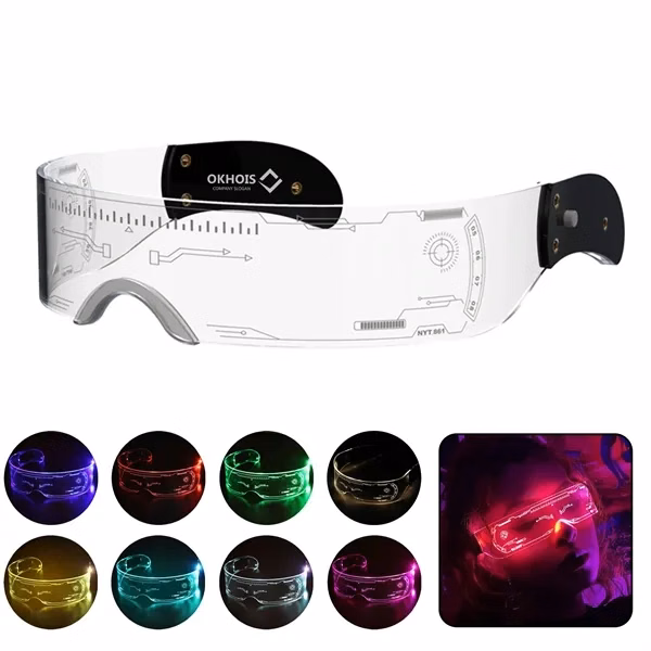 Custom LED Acrylic Light Up Futuristic Sunglasses — Neon Party Event Giveaway