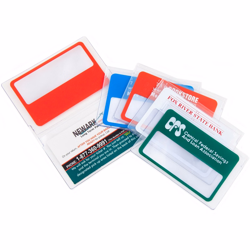 5X Credit Card Size Magnifier in Clear Bi-Fold Case.