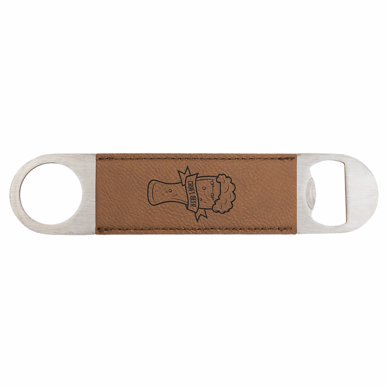 1 1/2" x 7" Dark Brown Leatherette Bottle Opener