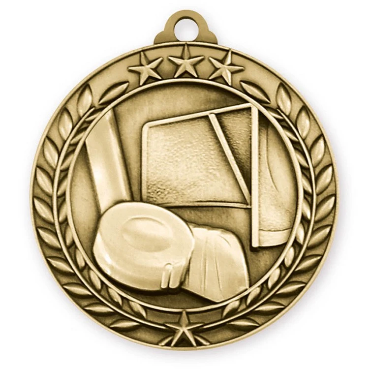 Hockey Wreath Award Medallion (1-3/4") 1
