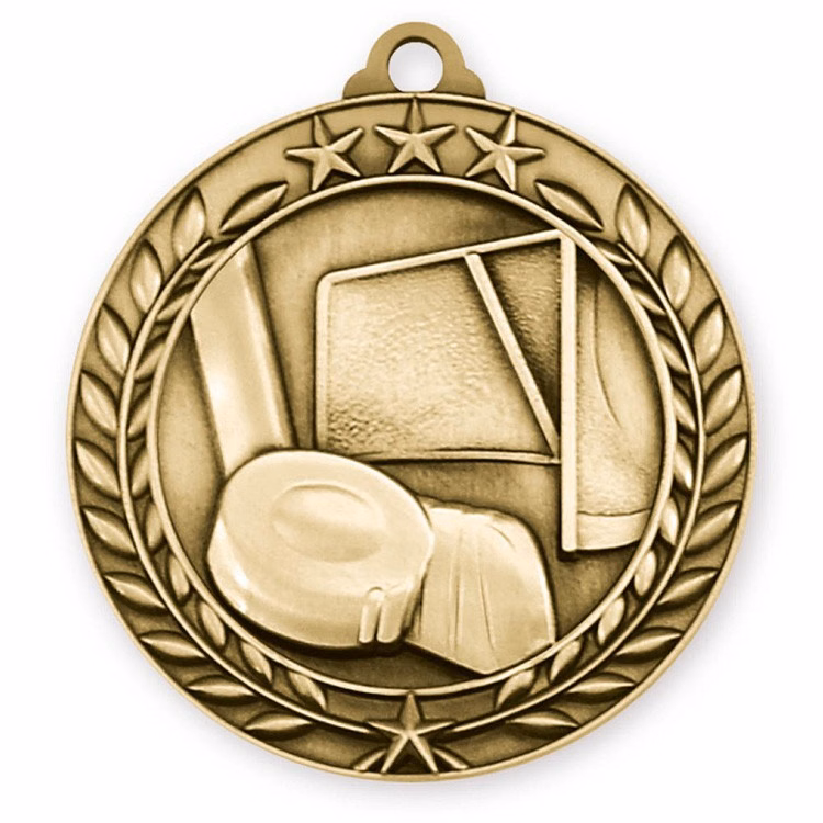 Hockey Wreath Award Medallion (1-3/4")