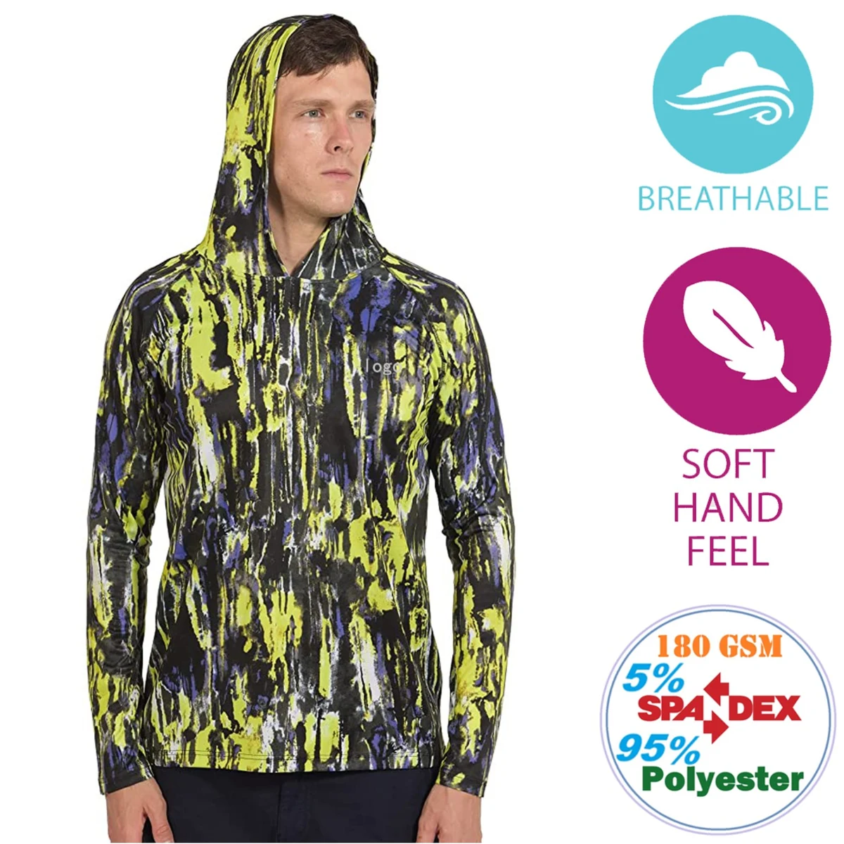 Men's 180 GSM Poly Cotton Feel Long Sleeve T-shirt w/ Hoodie 1