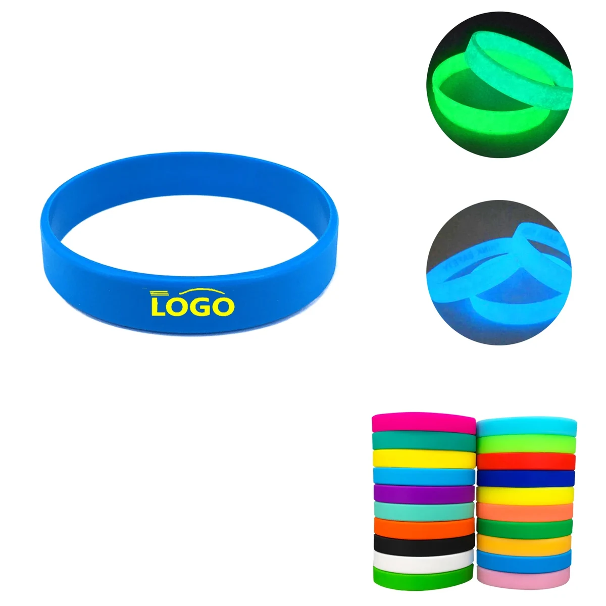 MOQ100 Glow In The Dark Silicone Wristbands 1