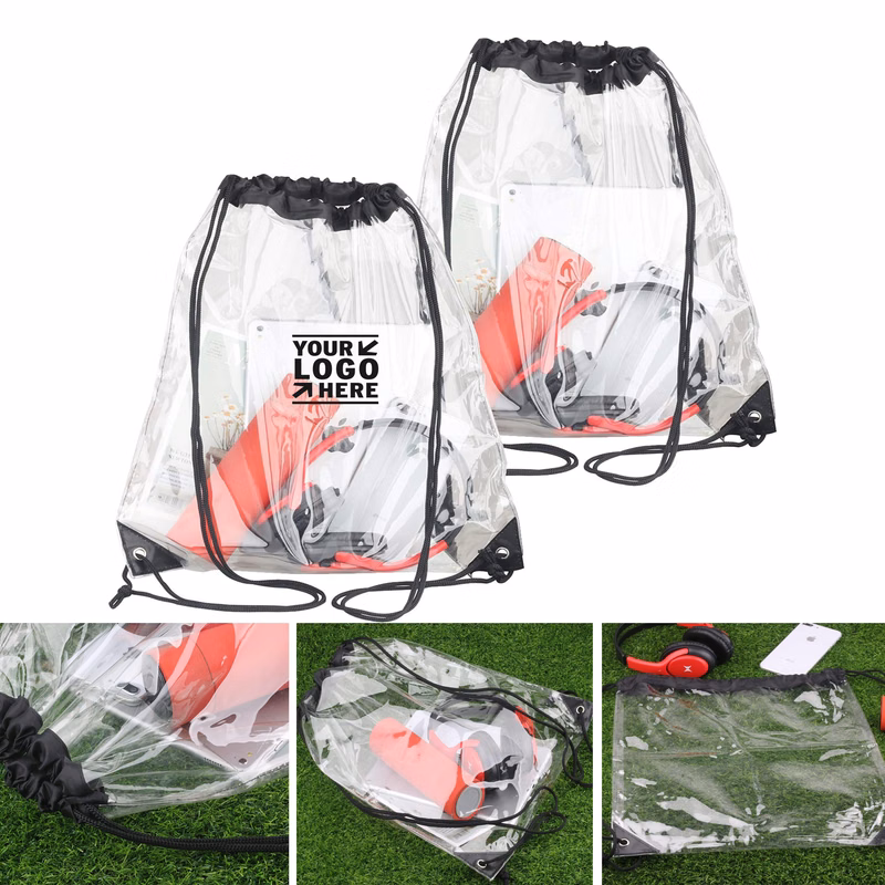2 Pieces Stadium Colleges Sport Event Work Concert Security Approved Small Clear Drawstring Bag