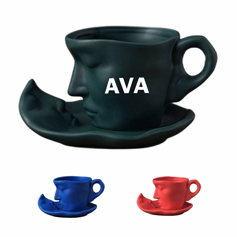 Kiss of Art Ceramic Coffee Cup and Saucer