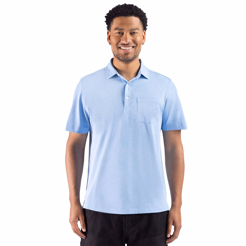 Cutter & Buck Virtue Recycled Heathered Featherlight Pique Mens Pocket Polo
