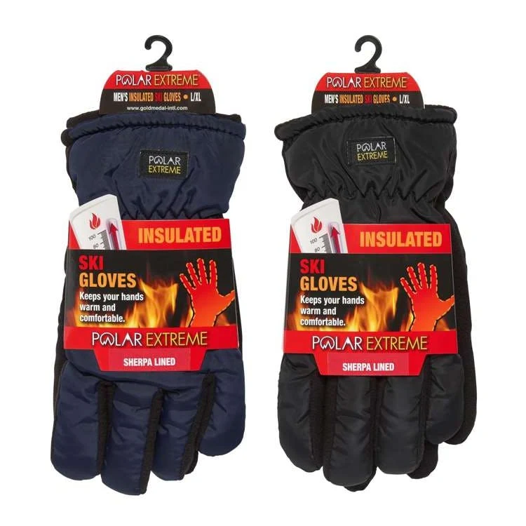 Men's Sherpa Lined Polar Fleece Ski Gloves Assorted 1