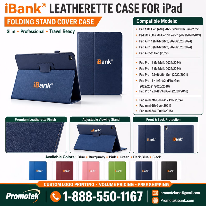 iBank® Leatherette Case for iPad, Folding Stand Cover Case
