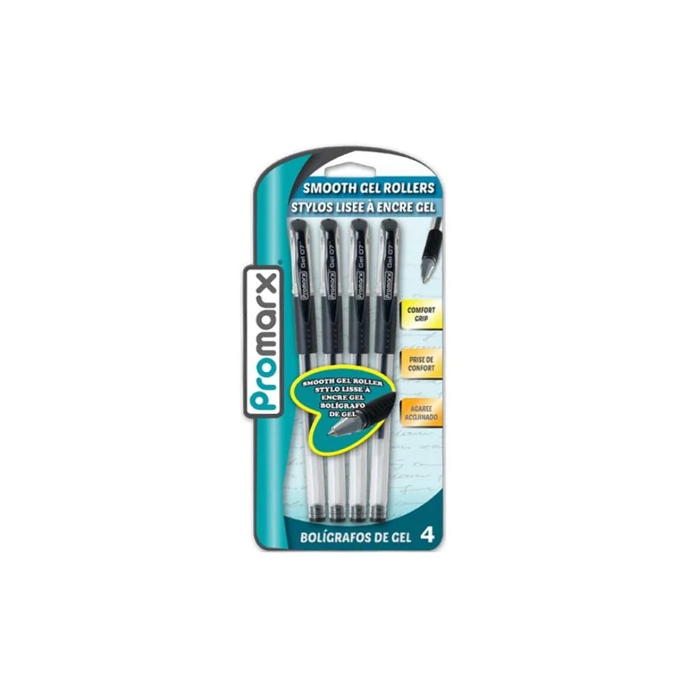 Gel Roller Pens - Black 4 Pack 1