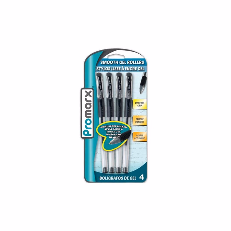 Gel Roller Pens - Black 4 Pack