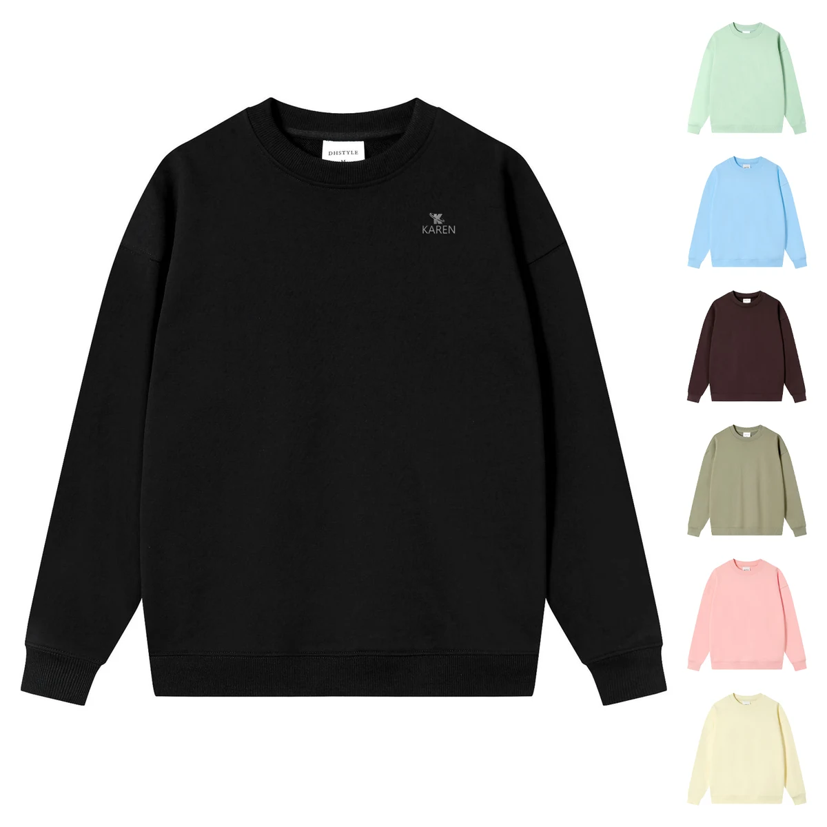 Unisex Cotton Crewneck Pullover Long Sleeve Sweatshirt 1