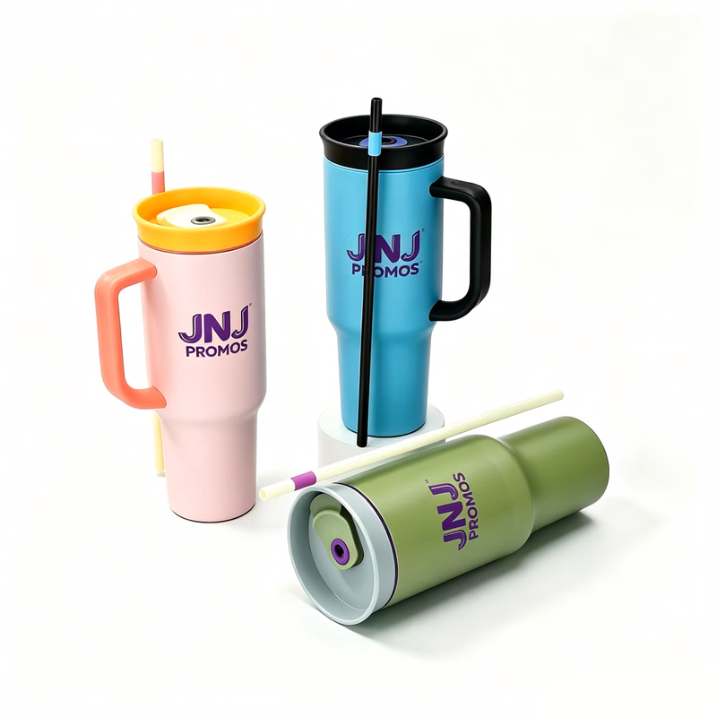40oz Insulated Tumbler W/ Handle & Straw