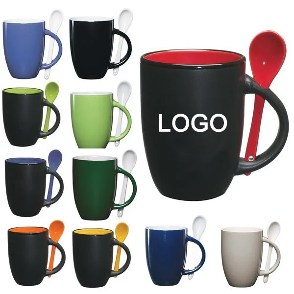 12 oz Ceramic Mug W/ Spoon 1