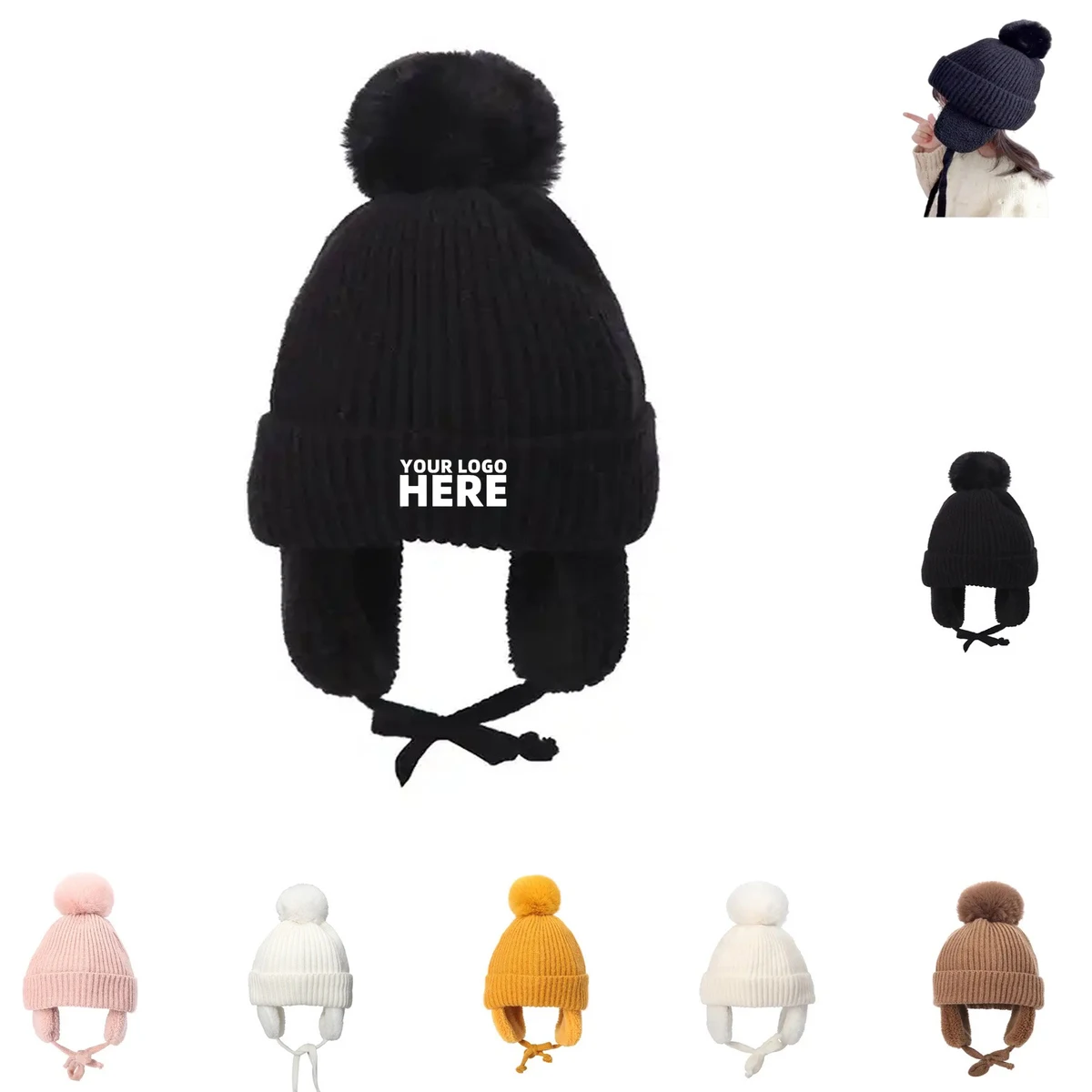 Kids Earflap Knitted Beanie 1