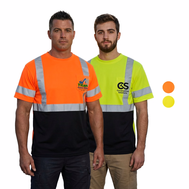 3.8 oz. Polyester Class 3 Color Block Reflective Tape Safety T-Shirt with Pocket