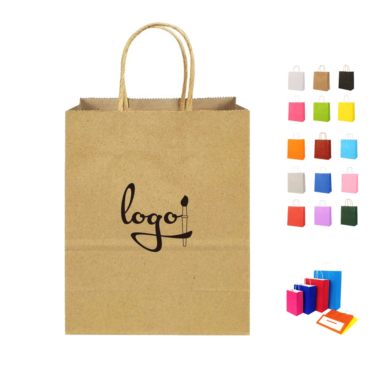 Coloured Shopping Kraft Paper Tote Bag 1