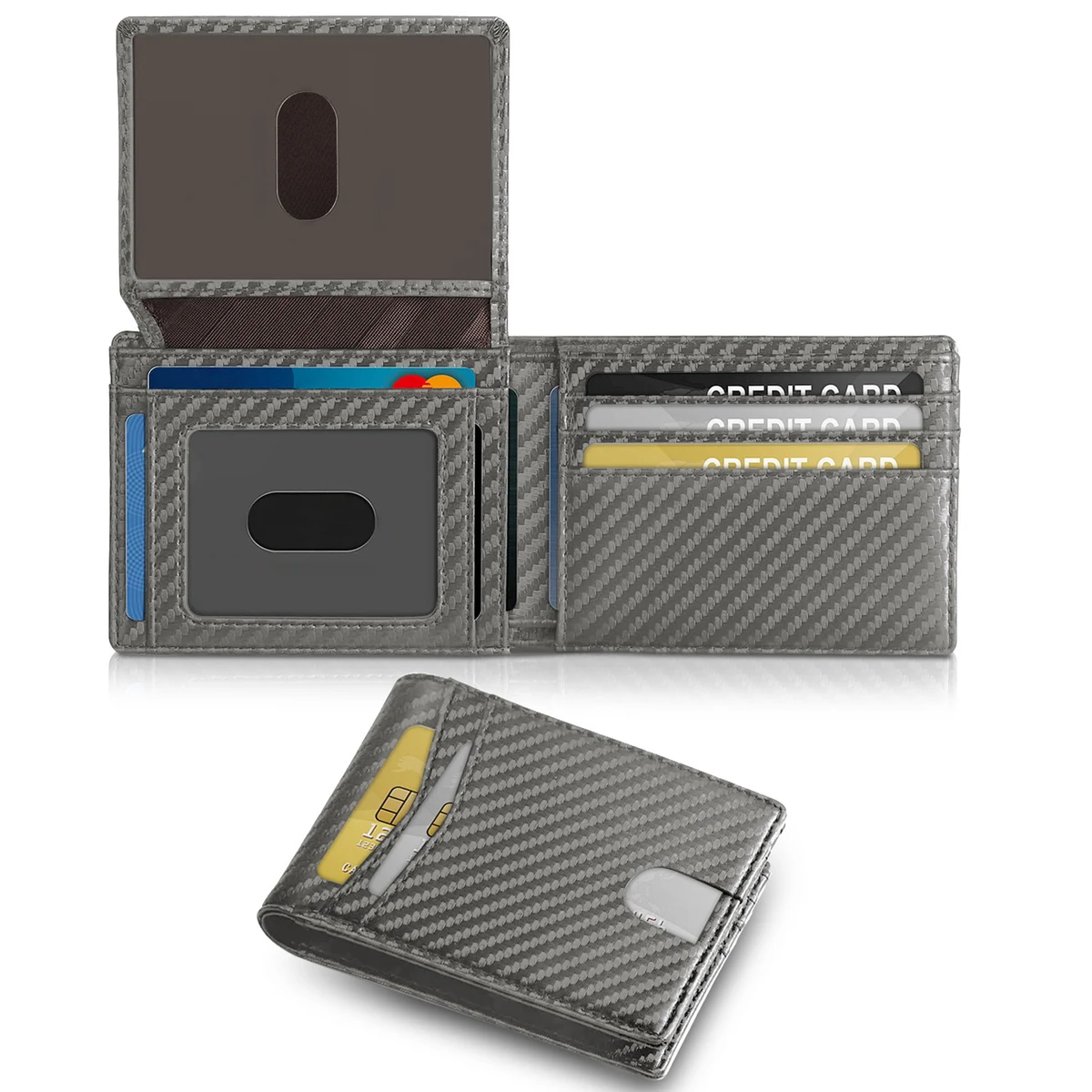 Men's Slim RFID Leather Wallet with 2 ID Windows 1