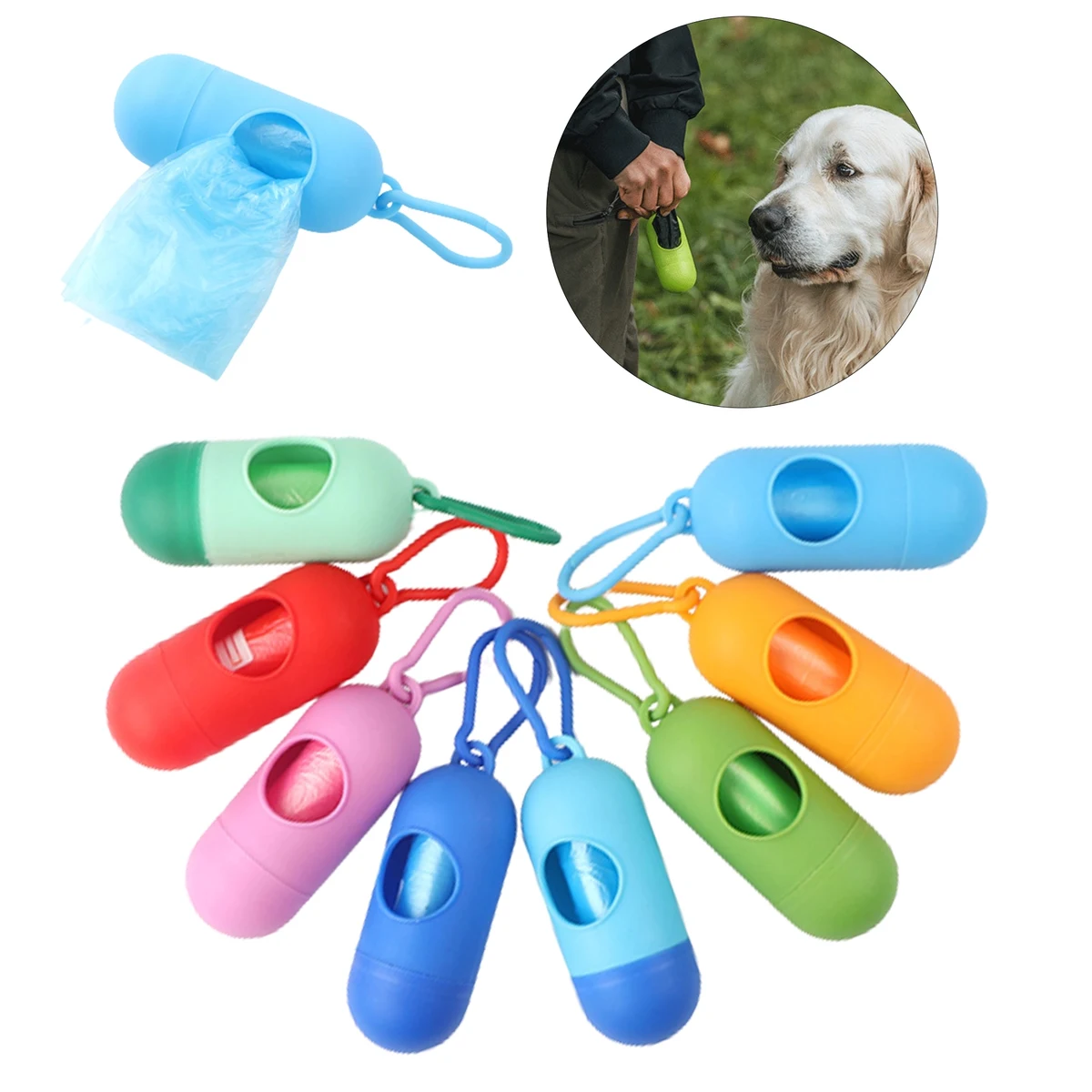 Dog Poop Bags with Dispenser and Leash Clip 1