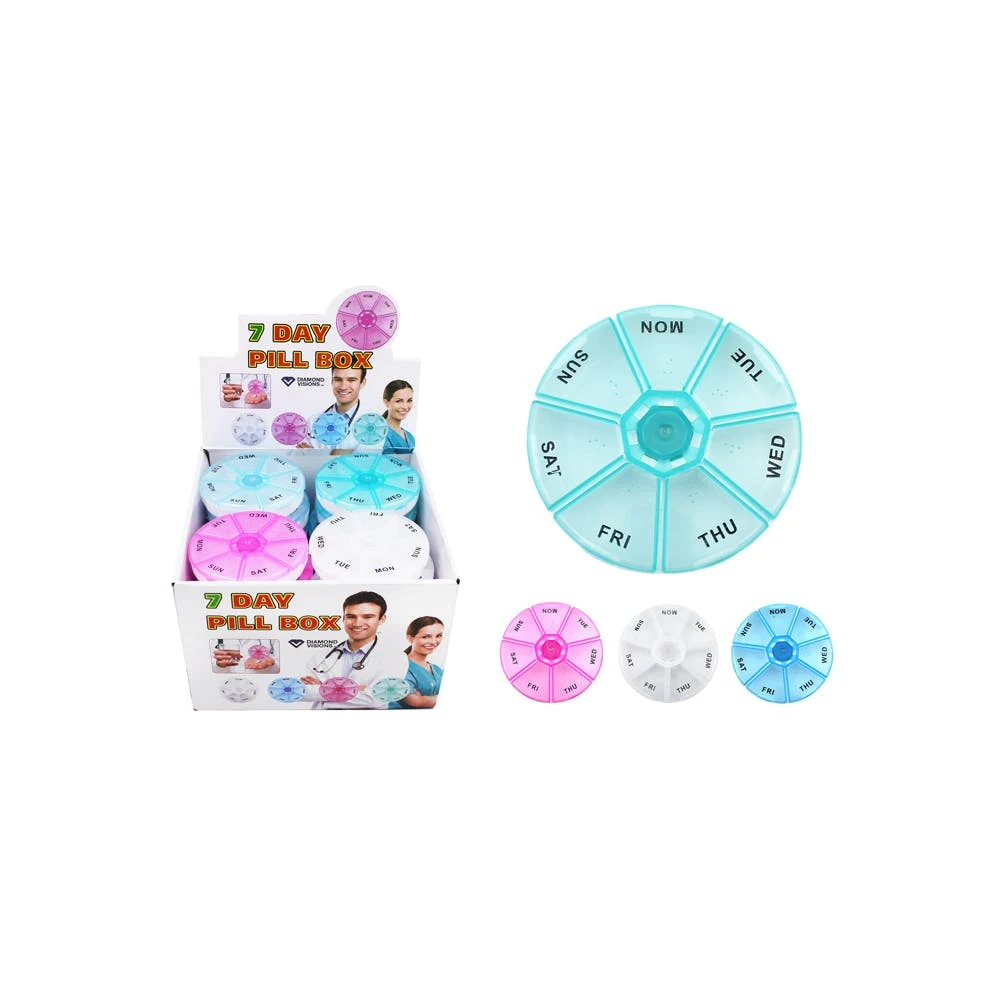 7 Day Pill Boxes Round Assorted 1
