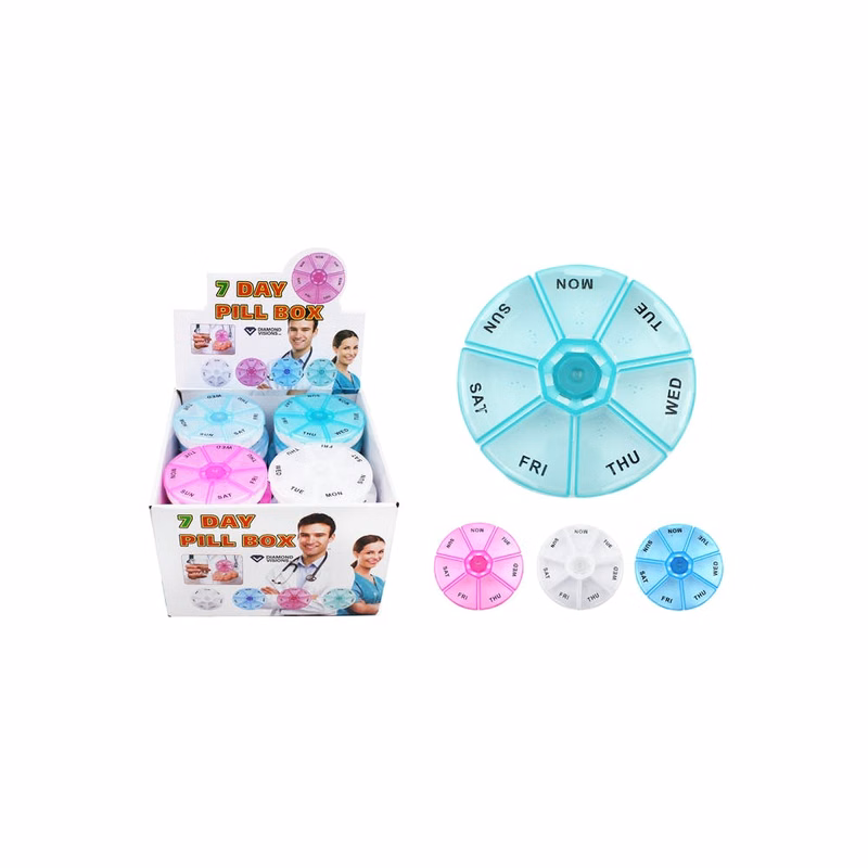 7 Day Pill Boxes Round Assorted