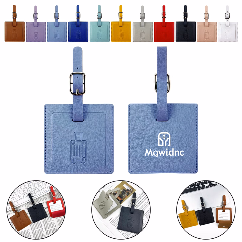 Square Luggage Tag PU Leather with Signature Paper
