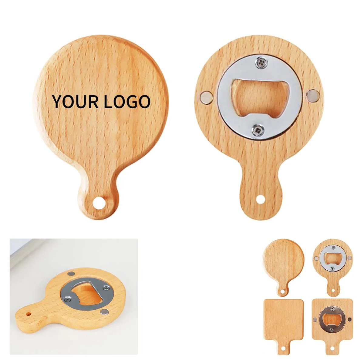 Rust Resistant Wooden Bottle Opener with Magnet 1