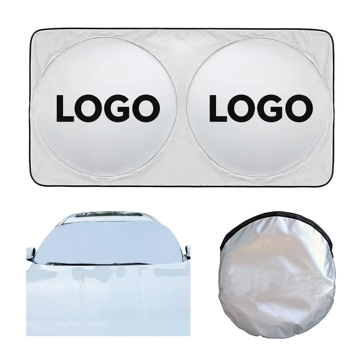 Car Windshield Sun Shade with Silver Heat Reflector 1