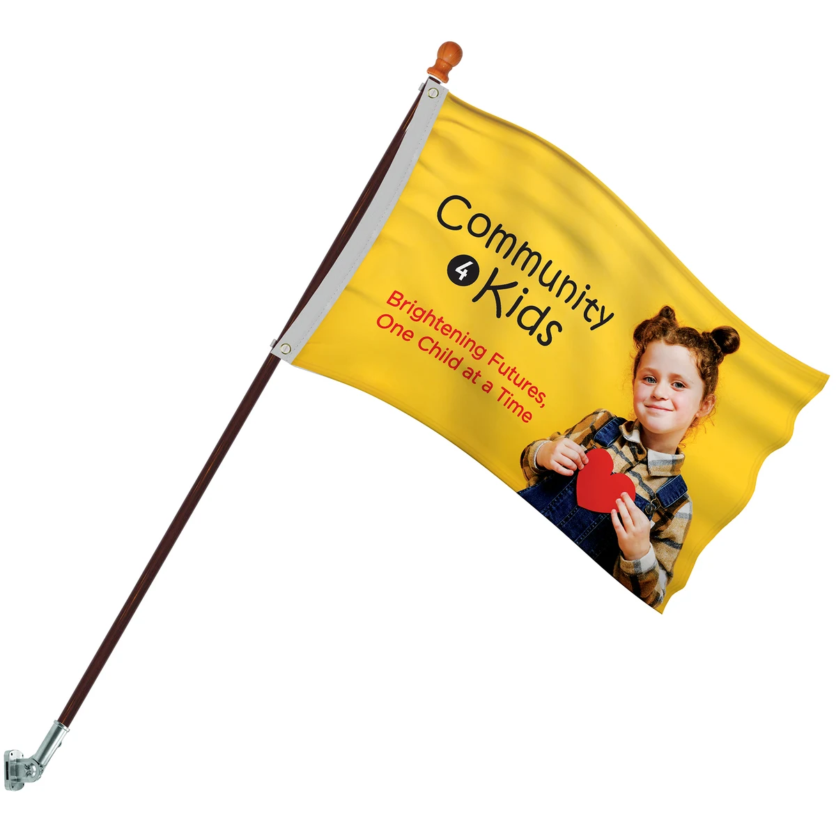 Promotional Flag Kit with 2' x 3' Flag and Silver Bracket 1