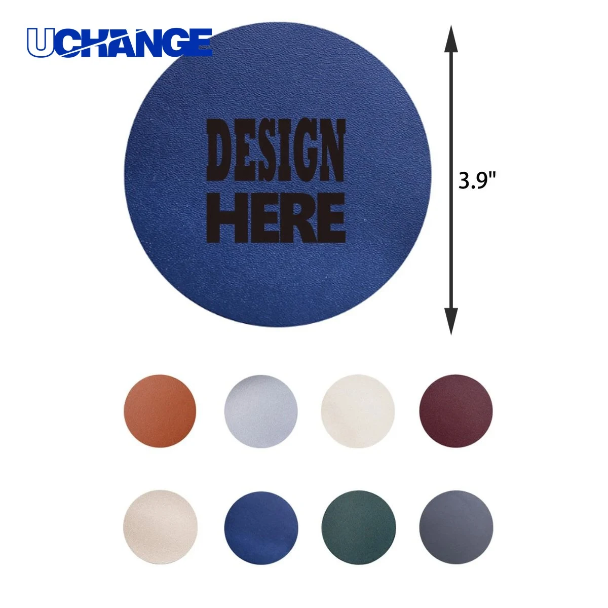 Solid Color Round PU Leather Coaster Mat 1
