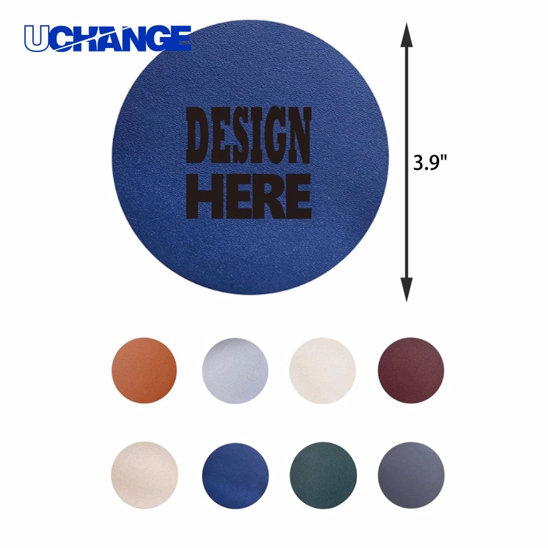 Solid Color Round PU Leather Coaster Mat