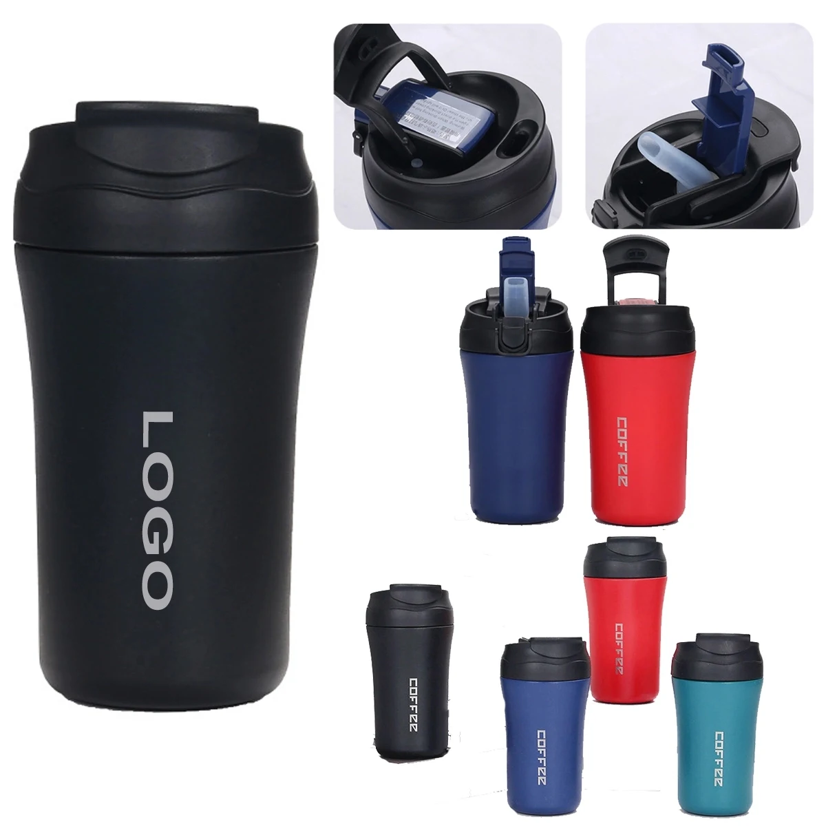 14Oz Reusable Double Wall Vacuum Tumbler Mug With Straw 1