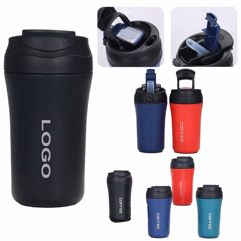14Oz Reusable Double Wall Vacuum Tumbler Mug With Straw