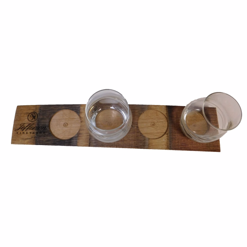 Reclaimed wood flight board for 4 glasses with laser engraving